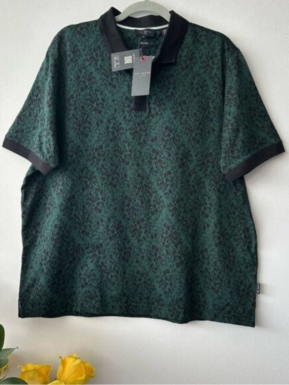 Ted Baker London Ealis Regular Fit Floral Jacquard Polo in green